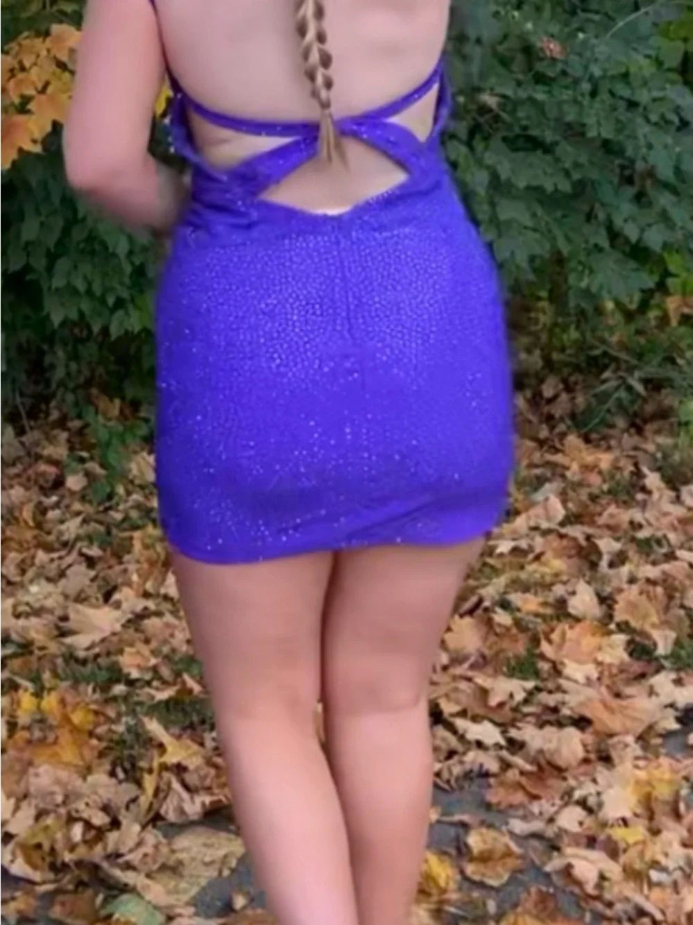 Electric Purple Sequin Spaghetti Strap Prom Dress